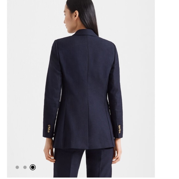 • Club Monaco • Women’s Textured Linen Blazer Navy Blue 4 - Picture 3 of 5